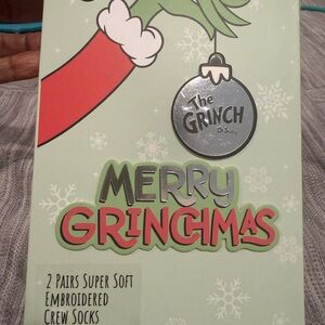 Dr. Seuss The Grinch Embroidered Crew Socks - Green and Red